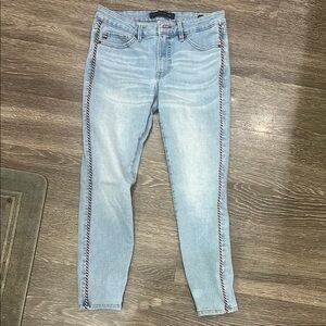Tommy Hilfiger Tribeca Skinny Jeans Size 4 Light Wash Side Stripe Stretch Denim